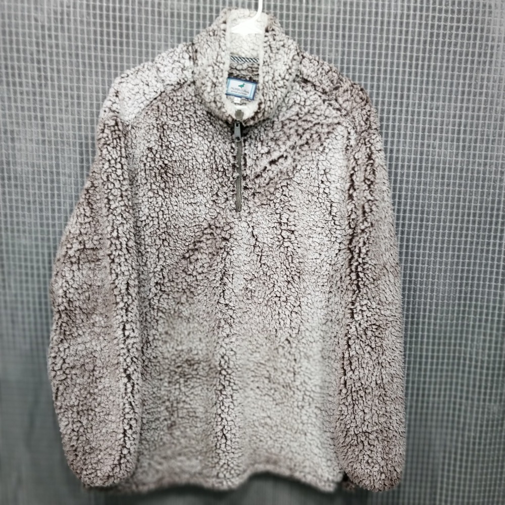 Properly Tied Pintail Pullover Womens Sherpa Fleece Quarter Zip Large Brown